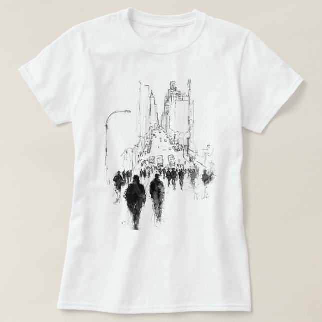 Abstrakt Busy Street Scene T Shirt (Design framsida)