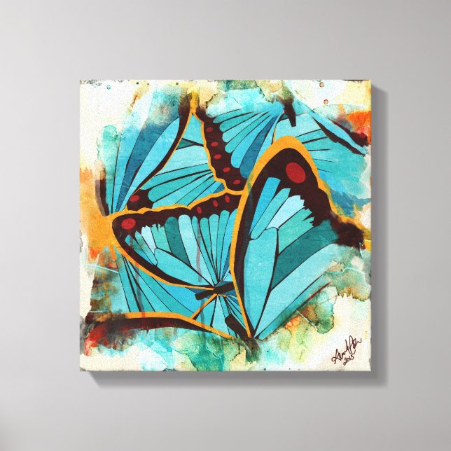 Abstrakt Butterflies 1 Canvastryck (Framsida)