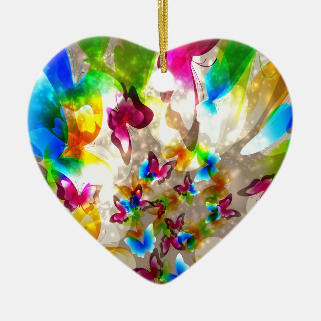 Abstrakt Butterflies Julgransprydnad Keramik (Framsidan)