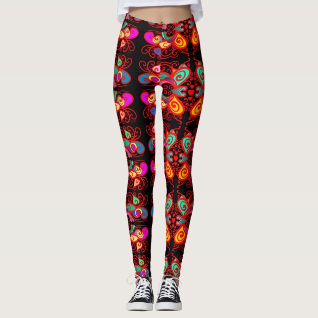 Abstrakt Butterflies Leggings (Framsida)