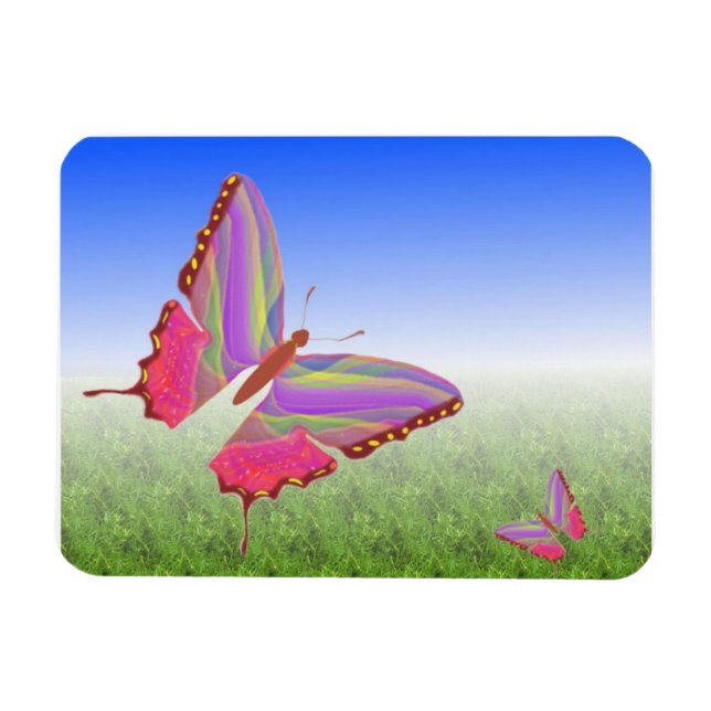 Abstrakt Butterflies Premium Magnet (Horisontell)