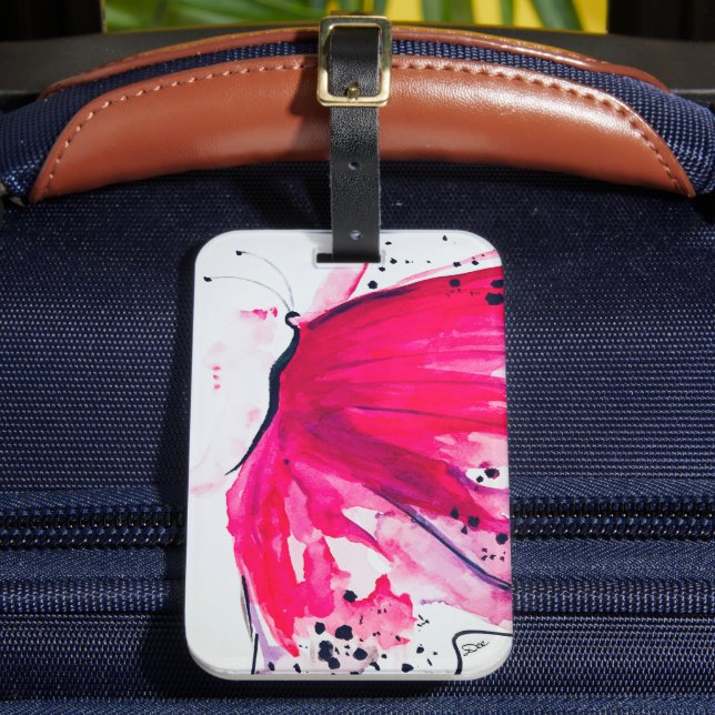 Abstrakt Butterfly Acrylic Luggage Tag Bagagebricka (Framsida Insitu 2)