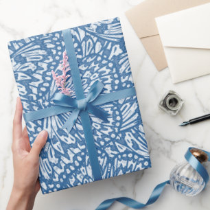 Abstrakt Butterfly Animal Print i Blue Presentpapper