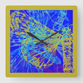 Abstrakt Butterfly Blue Pastel Fyrkantig Klocka