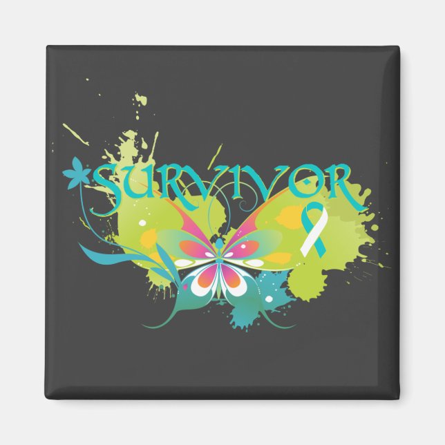 Abstrakt Butterfly Cervical Cancer Survivor Magnet (Framsidan)