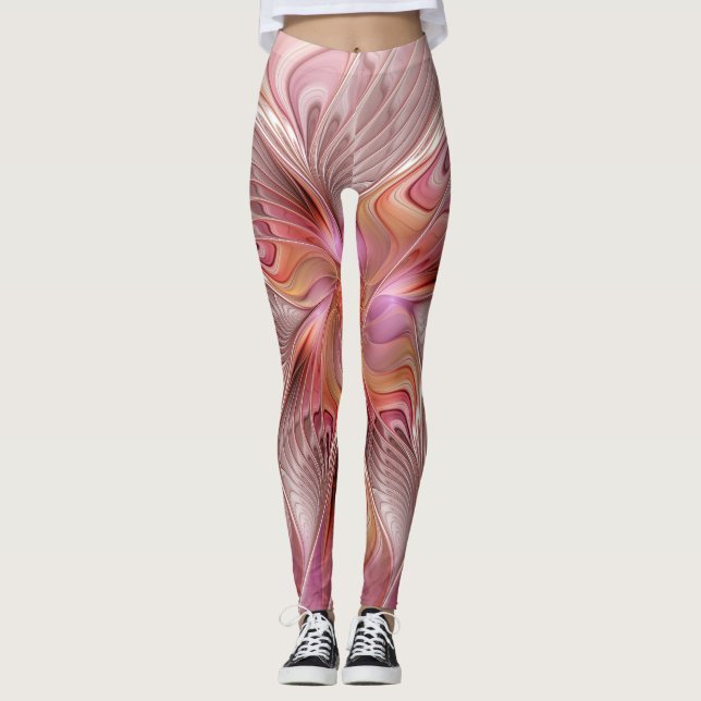 Abstrakt Butterfly Colorful Fantasy Fractal Art Leggings (Framsida)