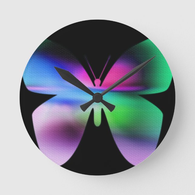Abstrakt Butterfly Colorful Rund Klocka (Framsida)