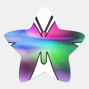 Abstrakt Butterfly Colorful Stjärnformat Klistermärke