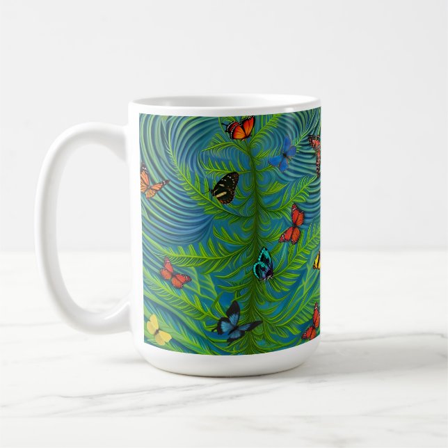 Abstrakt Butterfly Dream Garden Kaffemugg (Vänster)