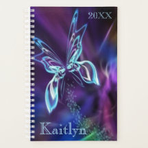 Abstrakt Butterfly Neon Blue Lila Colorful Life