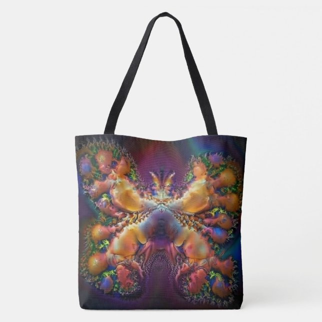 Abstrakt butterfly Tote Tygkasse (Baksida)