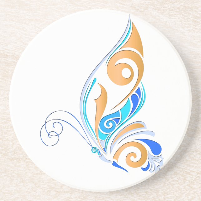 Abstrakt Butterfly Underlägg Sandsten (Framsidan)