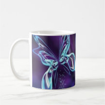 Abstrakt Butterfly Vibrant Neon Blue Lila Tea elle