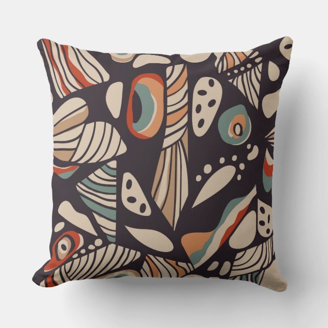 Abstrakt butterfly vinge inspirerad boho mönster  kudde (Framsida)