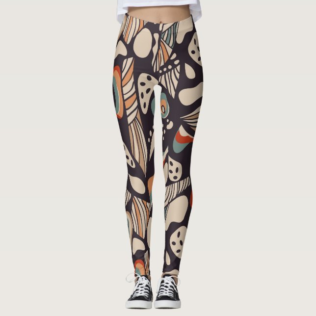Abstrakt butterfly vinge inspirerad boho mönster  leggings (Framsida)