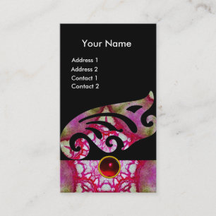 ABSTRAKT BUTTERFLY VINGE, LILA RED STAR MONOGRAM VISITKORT