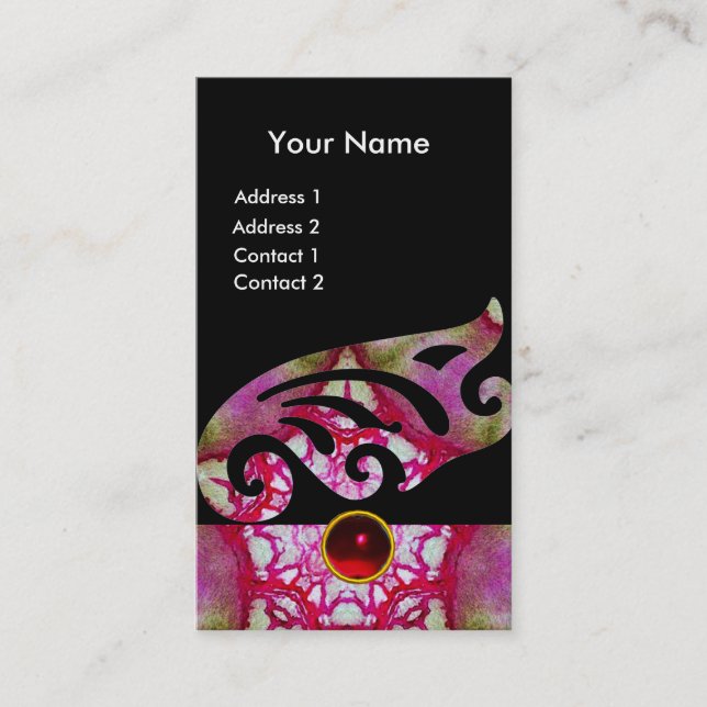 ABSTRAKT BUTTERFLY VINGE, LILA RED STAR MONOGRAM VISITKORT (Framsida)