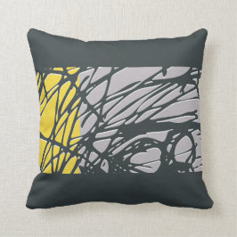 Abstrakt bygga bo design i grått och gult kudde