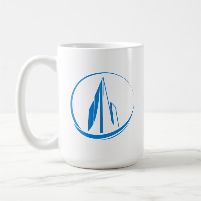 Abstrakt Byggnad Topp Stadssiluett Cirkel Kaffemugg (Vänster)