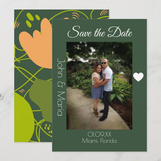 Abstrakt Cactus Shapes Mönster Spara datum Inbjudningar (Fram/baksida)