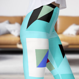 Abstrakt Cadet Blue Mosaic Mönster Leggings