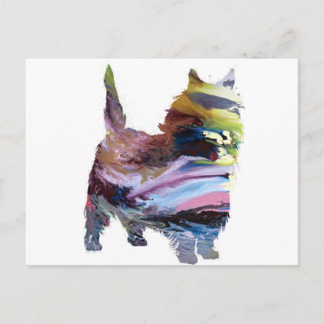 Abstrakt Caim-terrier Siluett Vykort (Framsida)