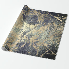 Abstrakt Cali Grönt Färga Golden Metallic Strokes Presentpapper