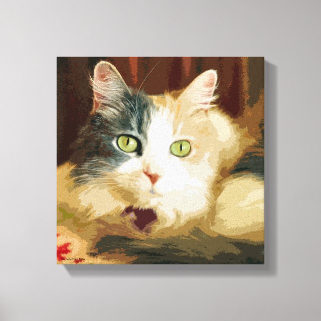 Abstrakt Calico Cat Canvastryck (Framsida)