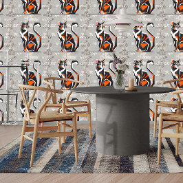 Abstrakt Calico Cat, Grunge Checkered Skel & Stick