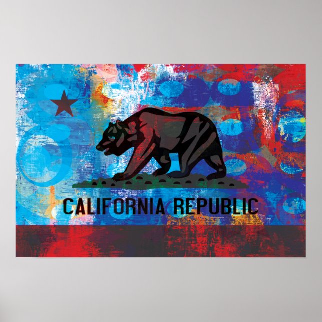 Abstrakt California Flagga Poster (Framsidan)