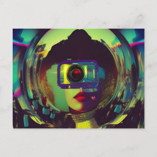 Abstrakt Camera Woman Sci-fi vykort