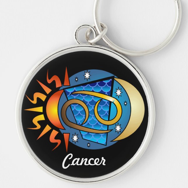 Abstrakt cancer Keychain Rund Silverfärgad Nyckelring (Framsidan)