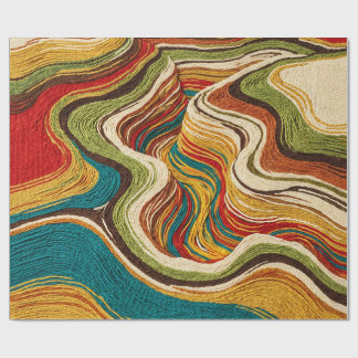 Abstrakt Canyon Strata Avokado Inpackningspapper Presentpapper