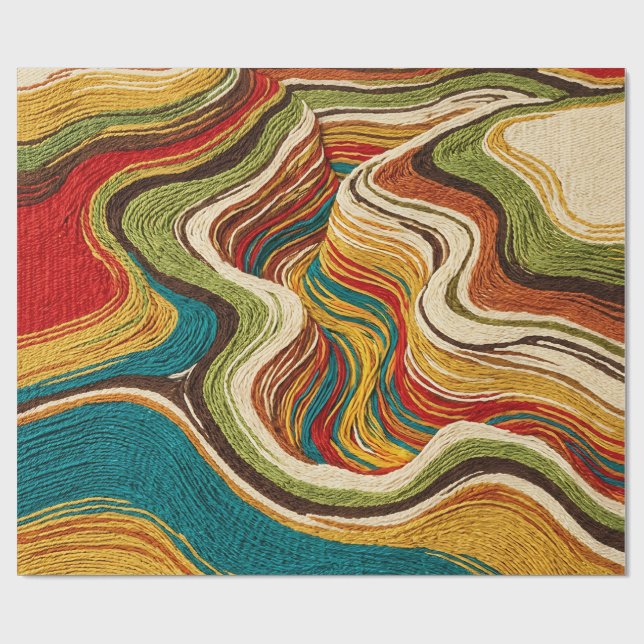 Abstrakt Canyon Strata Avokado Inpackningspapper Presentpapper (Platt)