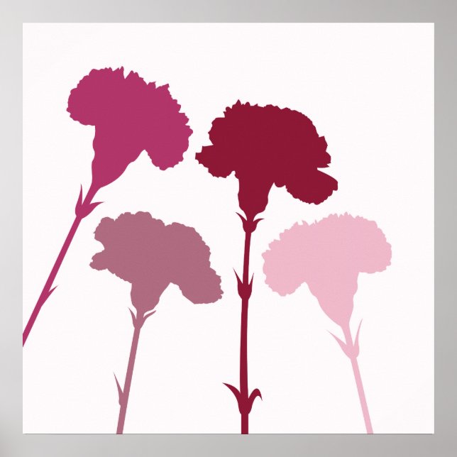 Abstrakt Carnation Silhouettes -  & Pinks Poster (Framsidan)