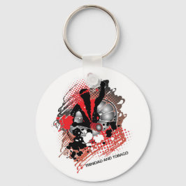 Abstrakt Carnival Panman in Red White and Black Nyckelring