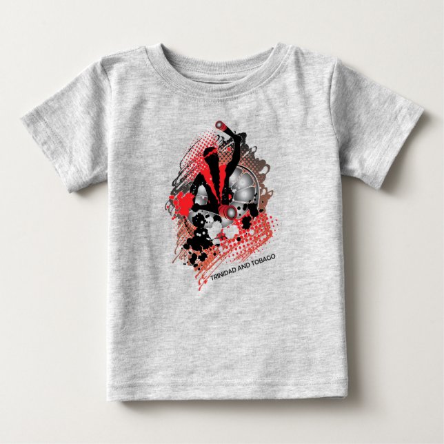 Abstrakt Carnival Panman in Red White and Black T Shirt (Framsida)