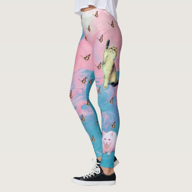 Abstrakt Cat Butterfly Leggings (Vänster)