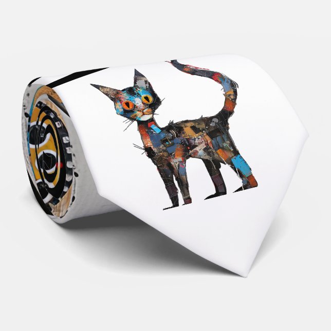Abstrakt Cat Design Necktie Slips (Rullad)