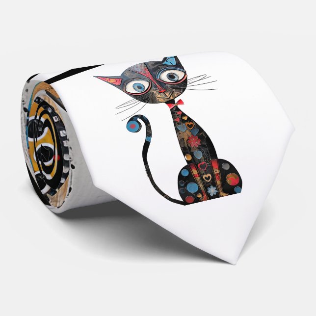 Abstrakt Cat Design Necktie Slips (Rullad)