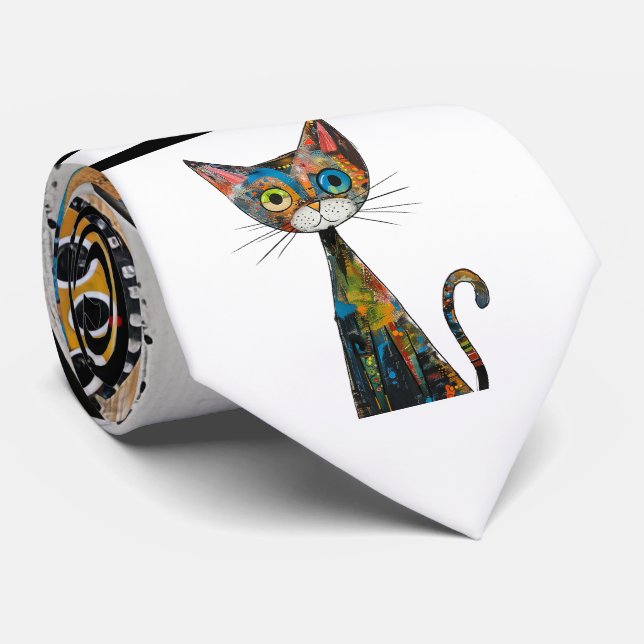 Abstrakt Cat Design Necktie Slips (Rullad)