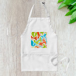 Abstrakt Cat Mönster Whimsique Modern Pet Art Förkläde<br><div class="desc">Lägg till en roligt och konstnärlig beröring i köket med den här färglösa abstrakten katt mönster apron. Den här unika designen är en perfekt för kattälskare och alla som har kreativ, moderna stil. Den har visuella illustrationer av kattdjuret i klara skuggor av orange, grönt och blått. Den här plattan är...</div>