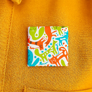 Abstrakt Cat Mönster Whimsique Modern Pet Art Knapp