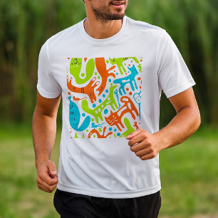 Abstrakt Cat Mönster Whimsique Modern Pet Art T Shirt