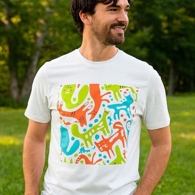 Abstrakt Cat Mönster Whimsique Modern Pet Art T Shirt (Skapare uppladdad)