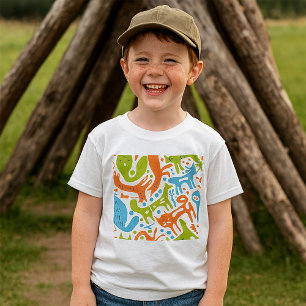 Abstrakt Cat Mönster Whimsique Modern Pet Art T Shirt