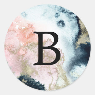 Abstrakt Celestial Monogram Bröllop kuvert försegl Runt Klistermärke