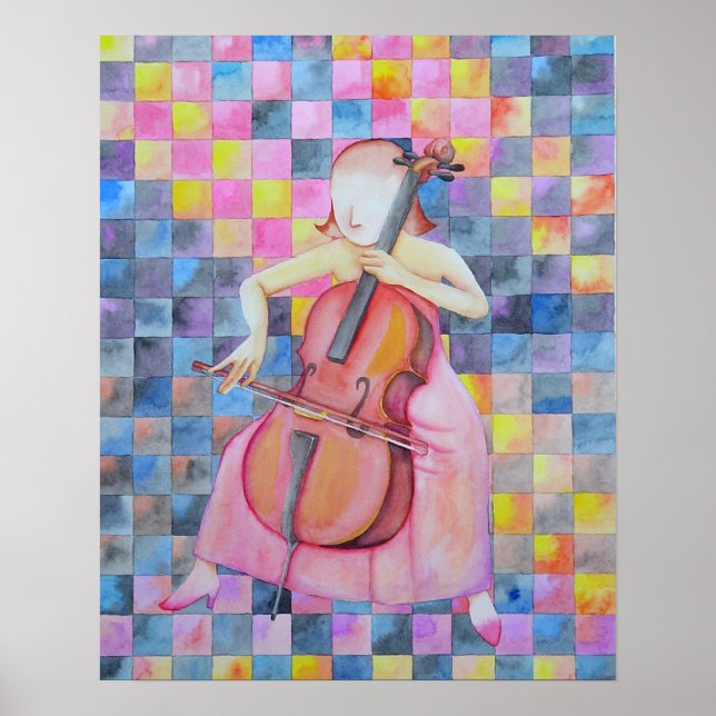 Abstrakt Cello Female Poster (Framsidan)