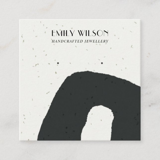 ABSTRAKT CERAMIC BLACK WHITE STUD EARRING VISNING FYRKANTIGT VISITKORT (Framsida)