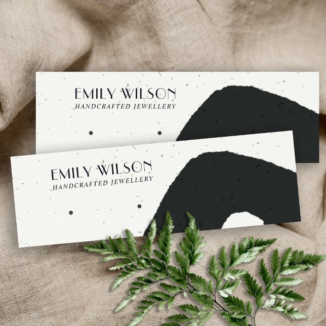 ABSTRAKT CERAMIC BLACK WHITE STUD EARRING VISNING MINI VISITKORT (Skapare uppladdad)